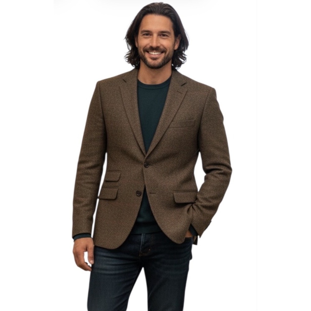 Auburn Willis BESPOKE Sport Coat English Fox Plaid Jacket Wool Blazer Sz Small